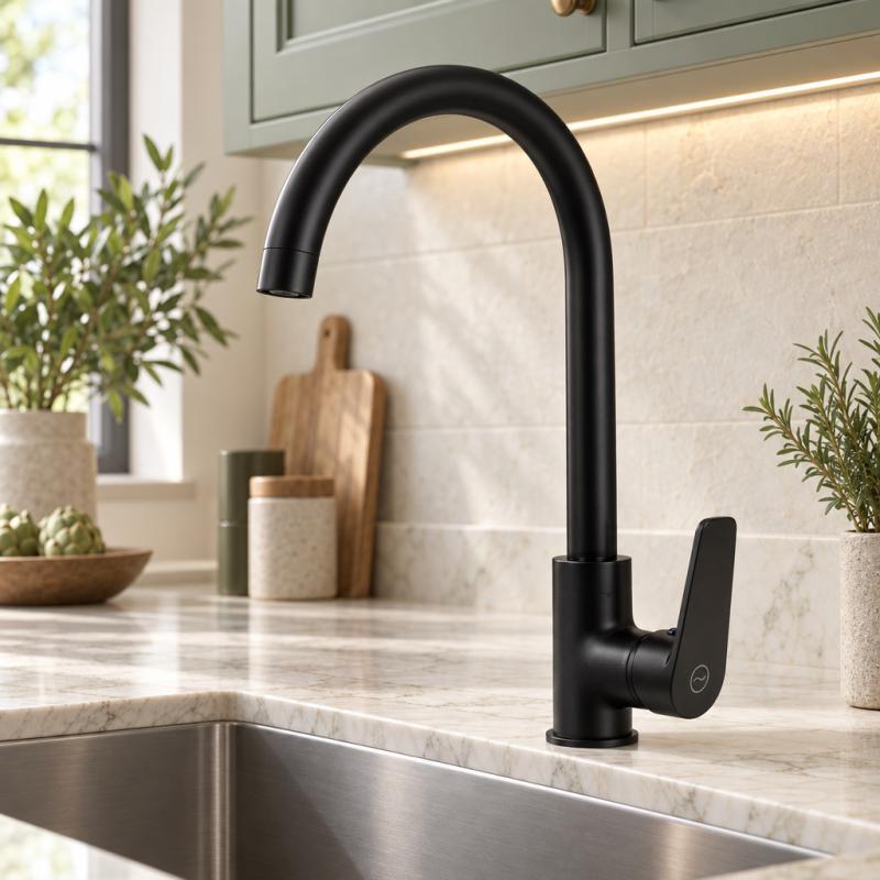 Aquanello Casa Zwarte Eenhendel Keukenmengkraan BL-1201-CS